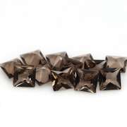 Princess cut! Unheated! 9.71ct Smoky Quartz set