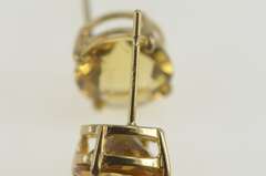 14K Yellow Gold Oval Syn. Citrine Solitaire Classic Stud Earrings