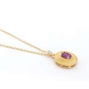 Plated 18KT Yellow Gold 1.04ct Amethyst and Diamond Pendant with Chain