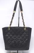 Chanel Black Cavier Petite Shopping Tote Bag