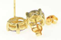 14K Yellow Gold Diamond Tanzanite Round Cluster Stud Earrings