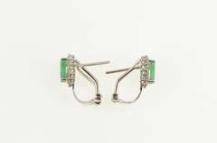 14K White Gold 2.00 Ctw Natural Emerald Diamond Halo Earrings