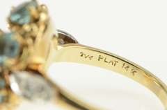 14K Yellow Gold Retro Blue Topaz Diamond Ornate Cocktail Ring