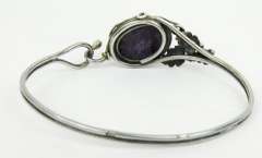 Vintage Sterling Silver Purple Agate Bracelet
