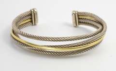 David Yerman Bangle-Sterling & 1/4 18k Gold