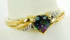 10K Mystic Topaz Heart Ring, Size 9.25