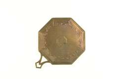 14K Yellow Gold Art Deco AME Monogram Pinstripe Hand Mirror