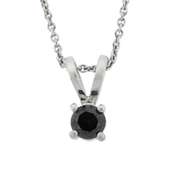 Sterling Silver 1/2 CT Black Diamond Solitare Stud Pendant