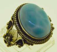 Sterling Silver Oval Larimar Ring