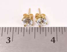 Stunning CZ Stud Earrings in 18K Yellow Gold