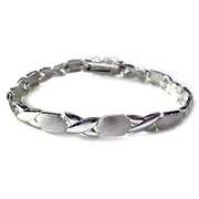 Sterling Silver polished satin X & Oval Bracelet