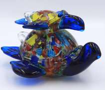 Hnad Blown Art Glass Purple Turtle Figurine Paperweight