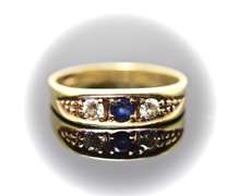Sweet 18K Sapphire and Diamond Ring