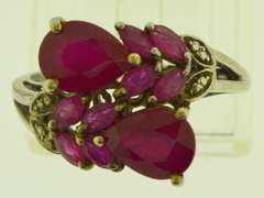 Sterling Silver Cluster Ruby Ring