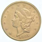 1865 $20 Liberty Head Gold Double Eagle