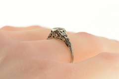 18K White Gold 0.17 Ct Art Deco Diamond Filigree Engagement Ring