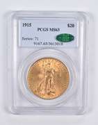 MS63 1915 $20 Saint-Gaudens Gold Double Eagle CAC PCGS