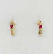 14kt Solid Yellow Gold, Ruby, & Diamond Earrings
