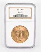 MS63 1915 $20 American Gold Eagle - Graded NGC