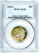 1941-S Silver Washington Quarter in PCGS AU53
