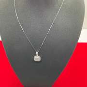 14K WHITE GOLD CHAIN WITH DIAMOND PENDANT