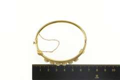 14K Yellow Gold Ornate Syn. Opal Statement Bypass Bracelet