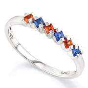 PRETTY ! 4/5 CARAT (6 PCS) SAPPHIRE (VS) 9KT SOLID GOLD BAND RING