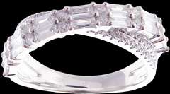 Intercross Diamond Studded 18k White Gold Double Ring
