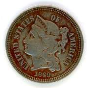 1869 Three Cent Nickel Piece