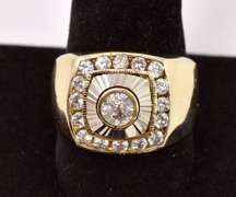 Stunning Men's CZ Ring in Yellow Gold