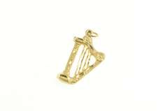 14K Yellow Gold 3D Diamond Cut Heart Music Instrument Charm/Pendant
