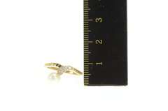14K Yellow Gold Pearl Diamond Accent Bypass Engagement Ring
