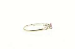 14K White Gold Pink Sapphire Diamond Accent Scroll Filigree Ring