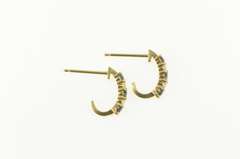 14K Yellow Gold Natural Sapphire Diamond Semi Hoop Earrings