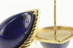 14K Yellow Gold Pear Lapis Lazuli Cabochon Retro Stud Earrings