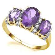 PERFECT 2.11 CARAT TW (19 PCS) AMETHYST & AMETHYST 10K SOLID YELLOW GOLD RING