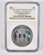 PF70UCAM 2012 Great Britain 5 Pounds Silver Olympics Piefort NGC