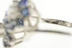 14K White Gold 1.96 Ctw Diamond Sapphire Flower Cluster Ring