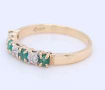 Fabulous Yellow Gold Emerald and Diamond Band Ring