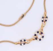 Vintage 2ctw Sapphire & Diamond Necklace, 14k