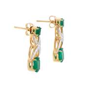 Plated 18KT Yellow Gold 2.65ctw Green Agate and Diamond Earrings