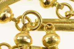 9K Yellow Gold Ornate Squared Bar Ball Link Opera Chain Necklace