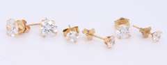 Sparkling Set of 14kt YG Round CZ Stud Earrings