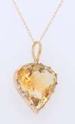 Vintage Yellow Gold Pear Citrine Pendant on Chain