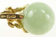 14K Yellow Gold Bamboo Motif 13.2mm Jadeite Ball Sphere Pendant