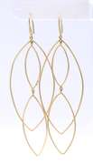 Simple Yellow Gold Long Marquise Link Dangle Earrings