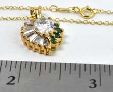 Vermeil Necklace With CZ and Emerald