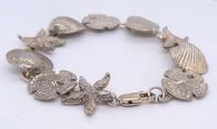 Vintage Sterling Silver Sea Shell Bracelet