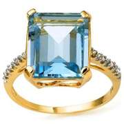 7.83 CARAT BLUE TOPAZ & GENUINE DIAMOND 10KT SOLID GOLD YELLOW GOL