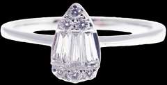 Sleek 18k White Gold Teardrop Diamond Cluster Ring